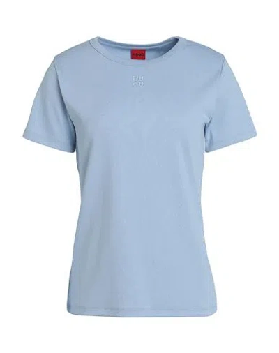 Hugo Boss Hugo Woman T-shirt Sky Blue Size S Cotton, Recycled Polyester, Elastane