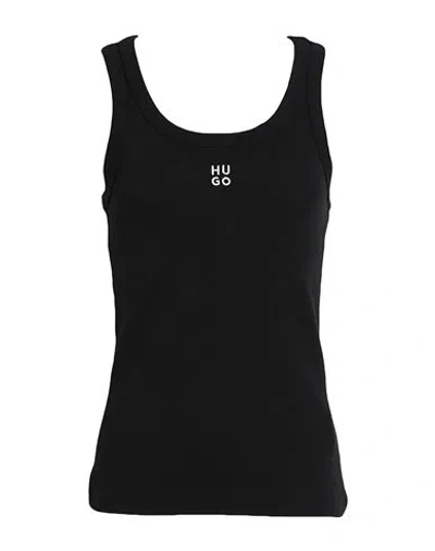 Hugo Boss Hugo Woman Tank Top Black Size Xl Cotton, Recycled Polyester, Elastane