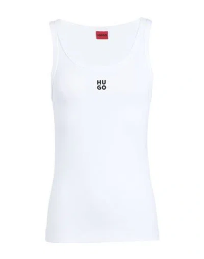 Hugo Woman Tank Top White Size Xl Cotton, Recycled Polyester, Elastane