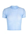Hugo Boss Cropped Top In Printed Stretch Mesh In Blue