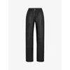 Hugo Boss Relaxed-fit Trousers In Faux Leather In Black