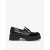 Hugo Boss Stacked-logo Loafers In Leather With Chunky Sole In Black