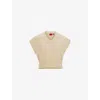 Hugo Boss Knitted V-neck Top In A Cotton Blend In Open Beige