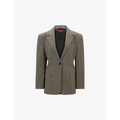 HUGO BOSS WOMENS HUGO RELAXED-FIT SINGLE-BREASTED STRETCH WOOL-BLEND BLAZER