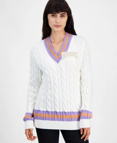 Hugo Boss Women's Sllarie Oversized Cable-knit Sweater In Natural