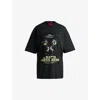 Hugo Boss Cotton-jersey T-shirt With Cat Graphic Print In Black
