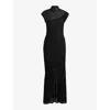 Hugo Boss Mock-neck Dress In Crepe Fabric With Opaque Details In Black