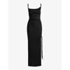 Hugo Boss Side-slit Dress With Ruching And Drawcord In Black