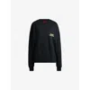 Hugo Boss Slub Cotton-terry Sweatshirt With Cat Graphic Print In Black