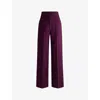 Hugo Boss Womens Medium Purple Flared-leg High-rise Stretch-woven Trousers In Medium Purple