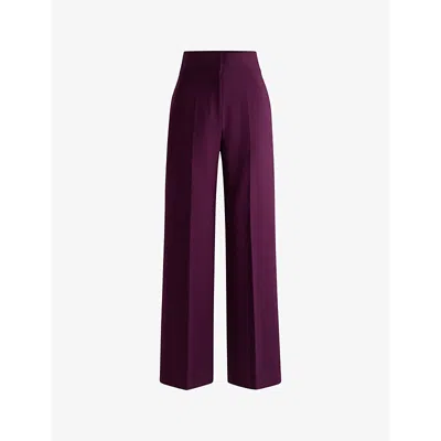 Hugo Boss Womens Medium Purple Flared-leg High-rise Stretch-woven Trousers