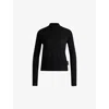 Hugo Boss Womens Black High-neck Logo-tab Wool Jumper In Black