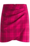 Hugo Boss Wrap-front Mini Skirt In Checked Stretch Material In Patterned