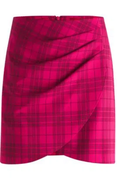Hugo Boss Wrap-front Mini Skirt In Checked Stretch Material In Patterned