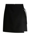 Hugo Boss Wrap Mini Skirt With Branded Belt Buckle In Black