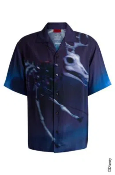 Hugo Boss Hugo X Disney's The Nightmare Before Christmas Loose-fit Printed Shirt In Black