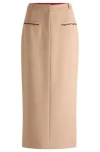 Hugo Boss Hugo X Les Benjamins Low-rise Pencil Skirt With Beaded Trims In Light Beige