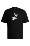 Hugo Boss X Les Benjamins Oversized-fit T-shirt With Swan Graphic In Black