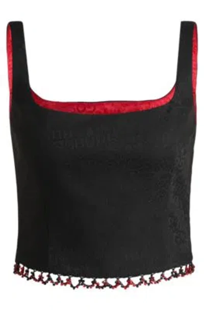 Hugo Boss Hugo X Les Benjamins Sleeveless Top With Beaded Trim In Patterned