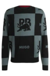 Hugo Boss Hugo X Rb Checkerboard Cotton Sweater With Bull Motif In Black