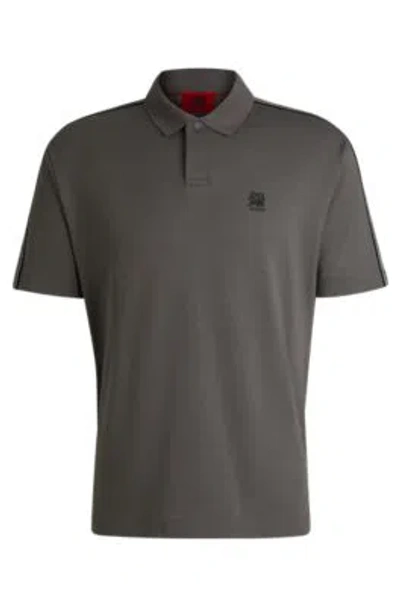 Hugo Boss Hugo X Rb Cotton Polo Shirt With Branded Tape In Light Grey
