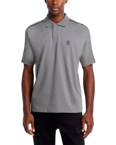 Hugo Boss X Rb Drack Cotton Logo Taped Relaxed Fit Polo Shirt In Open Grey
