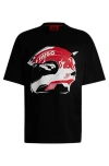 Hugo Boss X Rb Oversized-fit Cotton T-shirt With Racing Print In Black