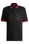 Hugo Boss Hugo X Rb Relaxed-fit Polo Shirt With Signature Bull Motif In Black