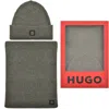 Hugo Boss Hugo Zaso Scarf And Beanie Gift Set Grey In Grey