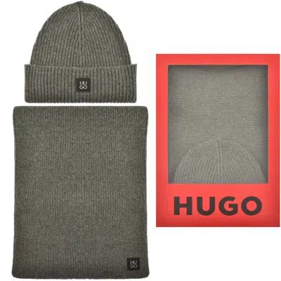 Hugo Boss Hugo Zaso Scarf And Beanie Gift Set Grey
