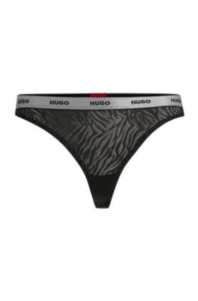 Hugo Boss Zebra-lace Underwear Set With Branded Elastic In Black