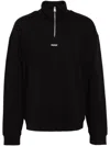Hugo Boss Zip-neck Logo Print Sweatshirt In Black