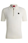 Hugo Zip-neck Polo Shirt With Stacked Logo In White