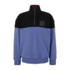Hugo Boss Zip-neck Sherpa Fleece Sweatshirt With Stacked Logo Embroidery In Blue