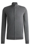 Hugo Boss Zip-up Regular-fit Jacket In Virgin Wool In Grey
