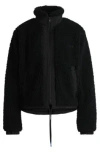 Hugo Boss Zip-up Teddy Jacket With Smiley-face Logo In Black