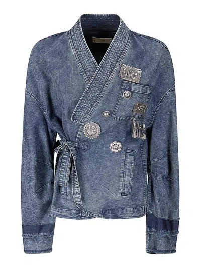 Hui Chinese-style Denim Jacket In Blue
