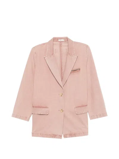 Hui Hui Denim Blazer In Pink