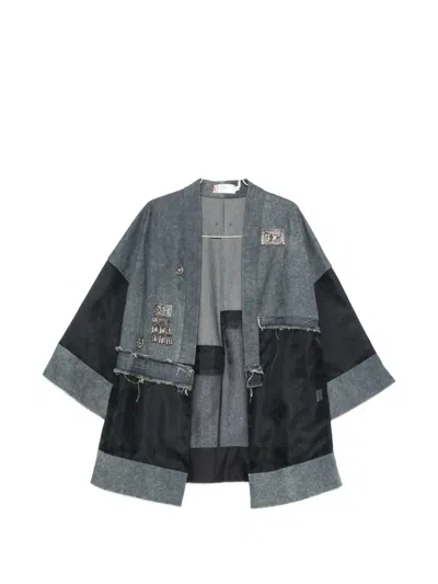 Hui Hui Multi-plaque-embellished Denim Jacket In Blue