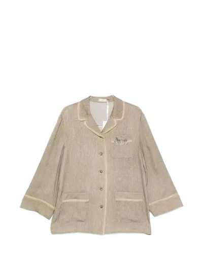 Hui Hui Petunia Floral-patch Shirt Jacket In Multi