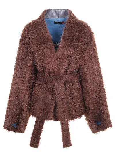 Hui Jacket Wool "short Robe" In Brown