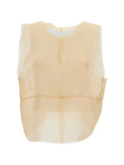 Hui Milano Ciro Sheer Silk-organza Top In Brown
