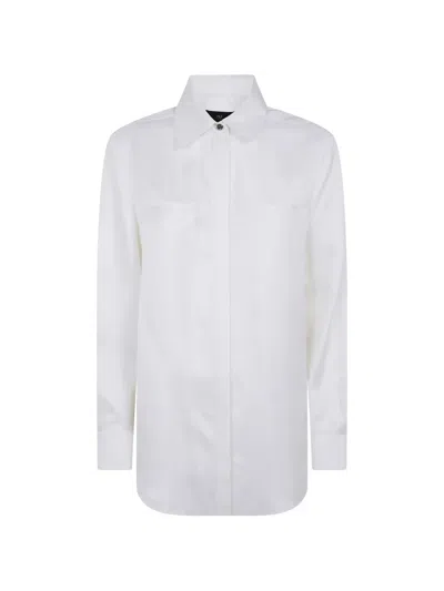 Hui Milano Concealed-front Silk Shirt In White