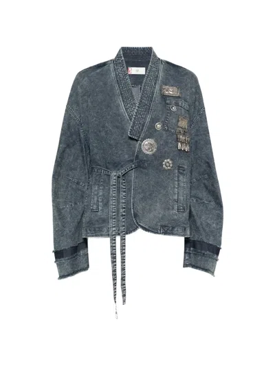 Hui Milano Embellished Denim Jacket In Blue