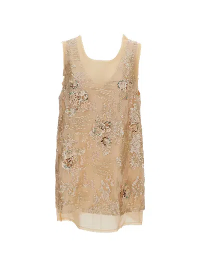 Hui Milano Embellished V-neck Blouse In Brown