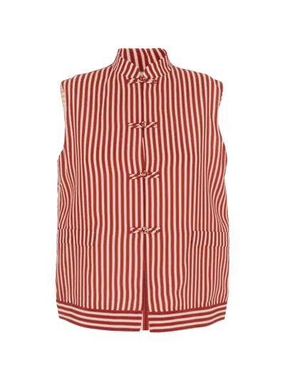 Hui Milano Lorenzo Striped Knot-fastening Vest In Red