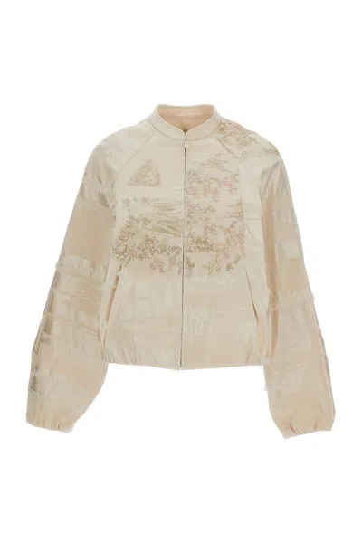Hui Orchidea Apricot Jacket In White