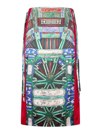 Hui Vintage Printed Skirt In Green