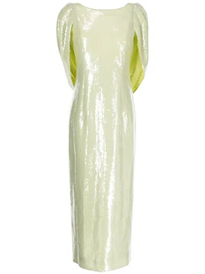 Huishan Zhang Alba Draped-panel Sequinned Dress In Green
