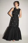 Huishan Zhang Amarice Crystal-embroidered Sleeveless Lace Mermaid Gown In Black